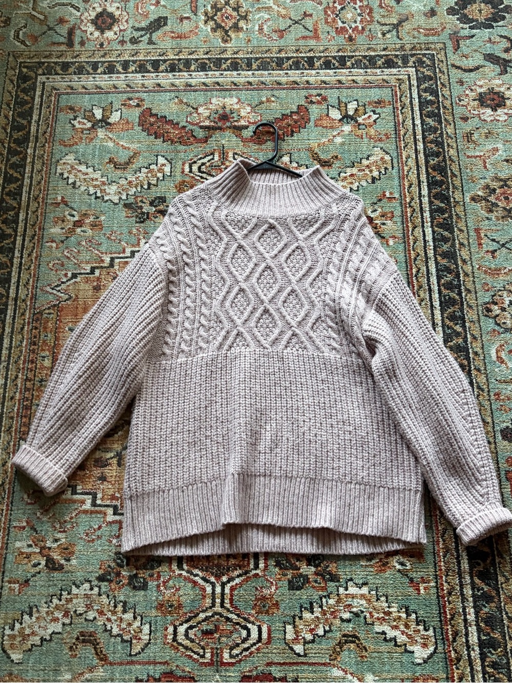a new day Light Taupe Cable-Knit Mock Neck Sweater